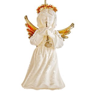 Елочная игрушка Ангелок с дудочкой 9 см, подвеска Kurts Adler фото 1