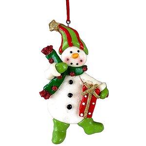 Елочное украшение Снеговик в Зеленых Валенках 12 см, подвеска Forest Market фото 1
