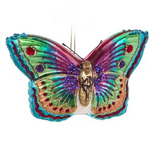 Стеклянная елочная игрушка Бабочка Papilio Pink 13 см, подвеска Kurts Adler фото 1