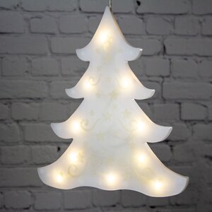 Светящееся украшение на присоске Елочка 21*23 см, 10 теплых белых LED ламп на батарейке Snowhouse фото 1
