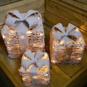 Светящийся Подарок под елку Сноувальд 20 см 20 теплых белых мини LED ламп Peha фото 2