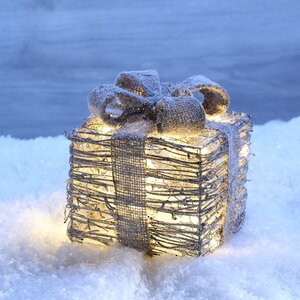 Светящийся Подарок под елку Сноувальд 20 см 20 теплых белых мини LED ламп Peha фото 1