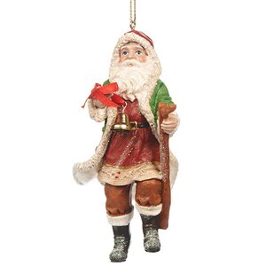 Елочное украшение Веселый Дед Мороз с Колокольчиком 11 см, подвеска Goodwill фото 1