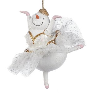 Елочная игрушка Снеговик-Балерун Леруа в белой пачке 12 см, подвеска Goodwill фото 1
