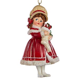 Елочная игрушка Малыши в Бордовом Костюме с Подарком - Девочка 12 см, подвеска Goodwill фото 1