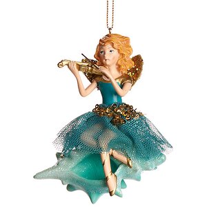 Елочное украшение "Музыкальная фея в голубом со скрипкой", 10 см, подвеска Goodwill фото 1
