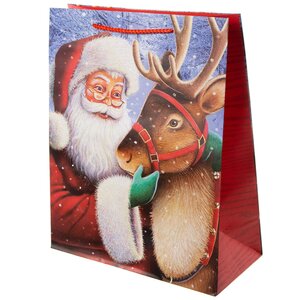 Подарочный пакет Санта с северным другом 33*27 см Due Esse Christmas фото 1