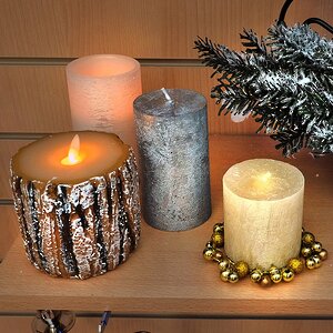 Светодиодная свеча восковая Бревнышко с живым пламенем, 9 см, батарейка Billiet фото 2