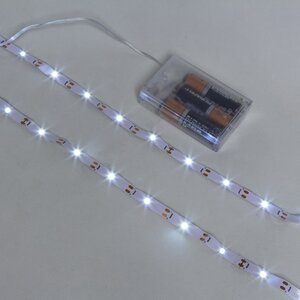 Светодиодная лента Ledstrip на батарейках 1 м, 30 холодных белых LED ламп, на липучке, IP20 Koopman фото 1