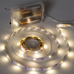 Светодиодная лента Ledstrip на батарейках 3 м, 90 теплых белых LED ламп, на липучке, IP20 Koopman фото 1