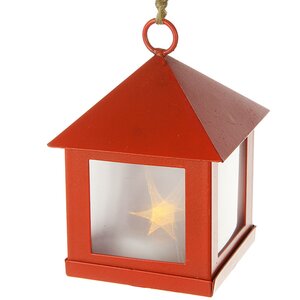 Фонарик Светлячок 6*8 см, красный, 1 теплая белая LED лампа на батарейке, подвеска Koopman фото 2