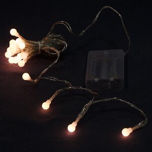 Электрогирлянда Шарики на батарейке 20 теплых белых LED ламп, прозрачный ПВХ Koopman фото 1