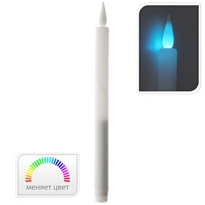 Свеча светодиодная столовая белая, 29*3 см, 2 шт, RGB, батарейка Koopman фото 2
