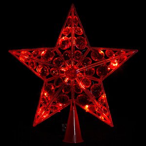 Верхушка светящаяся Звезда 22 см красная 20 LED ламп Holiday Classics фото 1