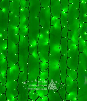 Светодиодный занавес 2*3 м, 864 зеленых LED лампы, прозрачный ПВХ, соединяемый, контроллер, IP44 Царь Елка фото 1