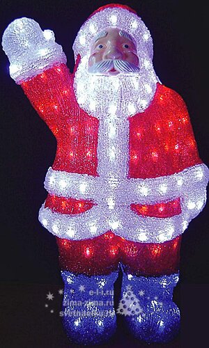 Дед Мороз акриловый светящийся, 60 см, уличный, акрил, 200 холодных белых LED ламп Царь Елка фото 1