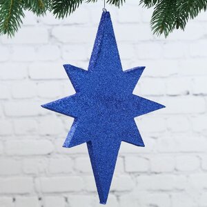 Звезда Вифлеемская с блестками 40 см синяя, пеноплекс МанузинЪ фото 2
