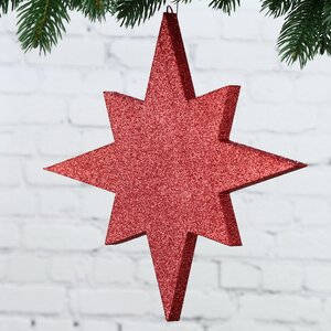 Звезда многогранная с блестками 25 см красная, пеноплекс МанузинЪ фото 2