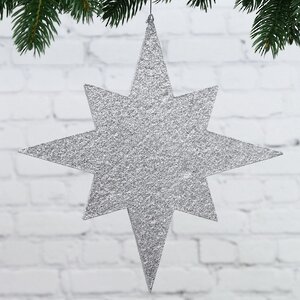 Звезда многогранная с блестками 50 см серебряная, пеноплекс МанузинЪ фото 2