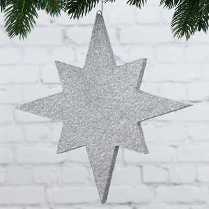 Звезда многогранная с блестками 50 см серебряная, пеноплекс МанузинЪ фото 1