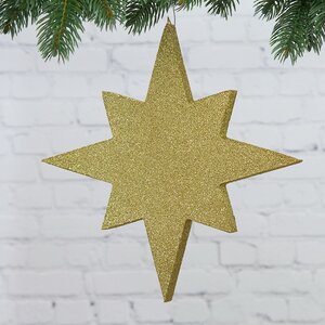 Звезда многогранная с блестками 25 см золотая, пеноплекс МанузинЪ фото 1