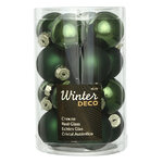 Набор стеклянных шаров 3.5 см зеленый бархат mix, 16 шт
