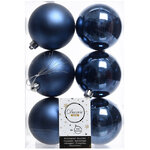 Набор пластиковых шаров Синий Бархат 8 см, 6 шт, mix
