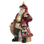 Стеклянная елочная игрушка Санта с марионеткой - Retro Classic 19 см, подвеска
