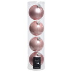Набор стеклянных шаров 10 см розовый бутон mix, 4 шт