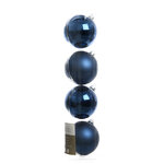 Набор стеклянных шаров 10 см синий бархат mix, 4 шт