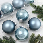 Набор стеклянных шаров 10 см голубой туман mix, 4 шт