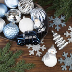 Набор елочных игрушек Новогодняя Сказка 8-12 см, 25 шт, синий с серебряным, пластик