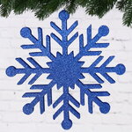 Украшение на потолок Снежинка 30 см синяя, пеноплекс