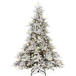 Искусственная елка с огоньками Андорра заснеженная 198 см, 350 теплых белых ламп, ЛИТАЯ + ПВХ