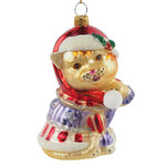 Стеклянная елочная игрушка Кот Шарль - В Канун Рождества 11 см, подвеска