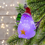 Светящаяся елочная игрушка Рождественская фигурка - Санта со Звездой 9 см на батарейке, подвеска