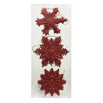 Набор елочных игрушек Снежинка - Ori Sendore красный, 12 шт, подвеска