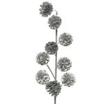 Декоративная ветка с шишками Лессин 60 см серебряная