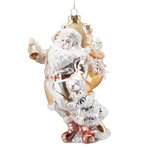 Стеклянная елочная игрушка Санта с колокольчиком - Мулен де ла Галетт 17 см, подвеска