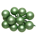 Гроздь стеклянных шаров на проволоке 2.5 см луговой зеленый матовый, 12 шт
