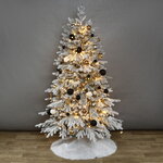 Искусственная елка с гирляндой и игрушками Финская: Christmas Jazz заснеженная 210 см, 700 теплых белых LED, контроллер, ЛИТАЯ 100%