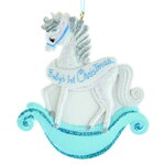 Именная елочная игрушка Baby Christmas: Лошадка 11 см голубая, подвеска
