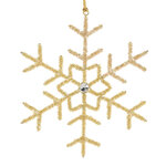 Елочная игрушка из бисера Снежинка Ламберти 21 см, золотая, подвеска