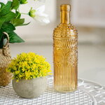 Стеклянная ваза - бутылка Dario 25 см карамельная
