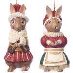 Набор елочных игрушек Кролики Робин и Джейн - Rabbit Xmas 11 см, 2 шт, подвеска