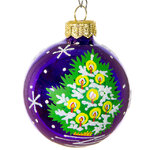 Стеклянный елочный шар Еловый 6 см фиолетовый