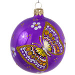 Стеклянный елочный шар Полянка 7 см фиолетовый