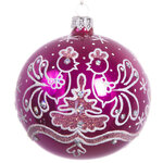 Стеклянный елочный шар Кружевной 8 см розовый