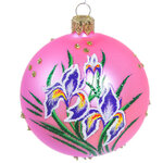 Стеклянный елочный шар Ирисы 7 см розовый