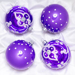 Набор стеклянных елочных шаров Кудесник 7 см, 4 шт фиолетовый